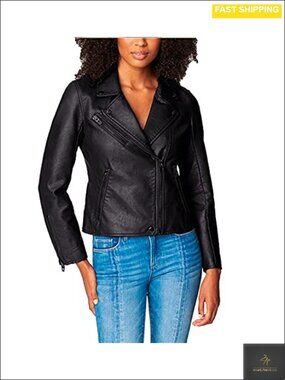 Semi Fitted Vegan Leather Motorcycle Jacket Asymmetrical Zip